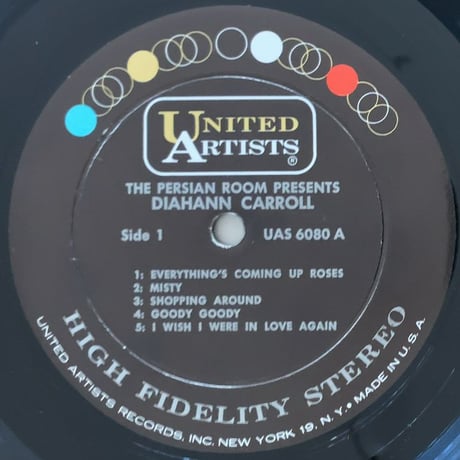 DIAHANN CARROLL - The Perisian Room Presents (UNITED ARTISTS UAS6080)