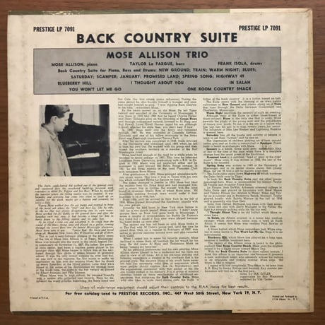 MOSE ALLISON - Back Country Suite (PRESTIGE PRLP7091)