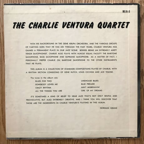 CHARLIE VENTURA - The Charlie Ventura Quartet (NORGRAN MGN-8)