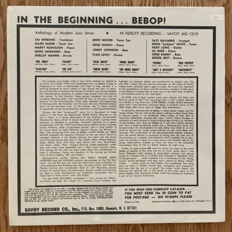 KAI WINDING / BREW MOORE / FATS NAVARRO - In The Beginning… Bebop! (SAVOY MG12119)