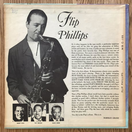 FLIP PHILLIPS - Flip Phillips Quartet (CLEF MGC-105)