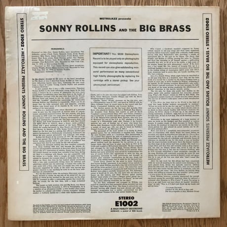 SONNY ROLLINS - and The Big Brass (MGM E1002)