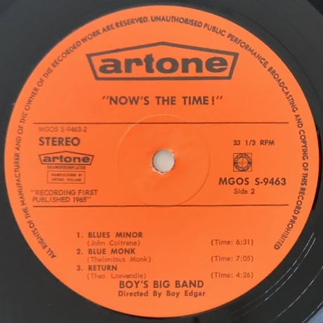 BOY'S BIG BAND (Boy Edgar) - Now's The Time (ARTONE MGOS S-9463)