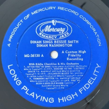 DINAH WASHINGTON - Dinah Sings Bessie Smith (MERCURY MG36130)