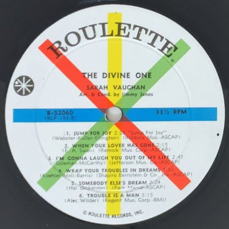 SARAH VAUGHAN - The Divine One (ROULETTE R52060)