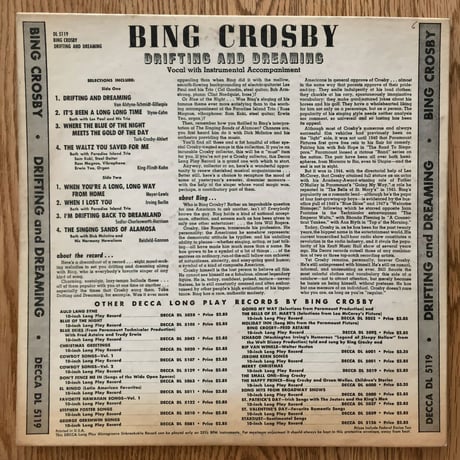 BING CROSBY - Drifting and Dreaming (DECCA DL5119)