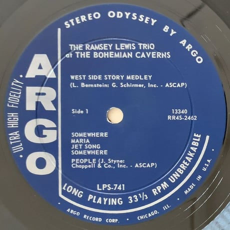 RAMSEY LEWIS - at The Bohemian Caverns (ARGO LPS-741)