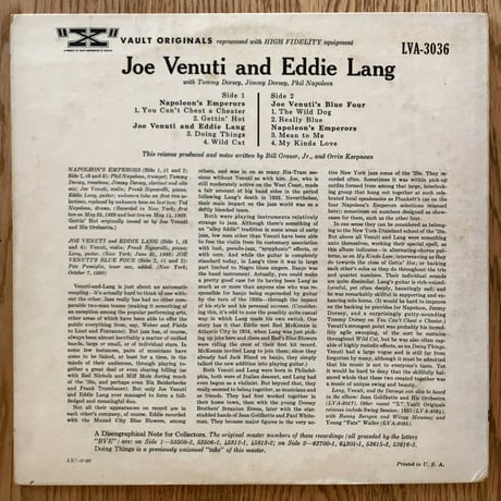 JOE VENUTI & EDDIE LANG - Joe Venuti and Eddie Lang (X LVA3036)