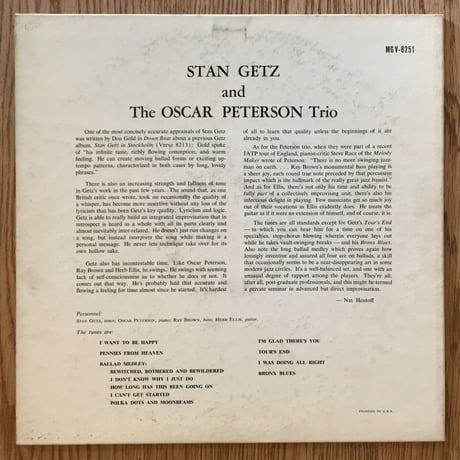 STAN GETZ - and The Oscar Peterson Trio (VERVE MGV-8251)