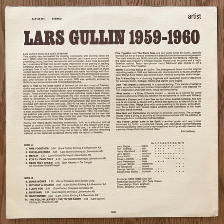 LARS GULLIN - 1959-1960 (ARTIST ALP30-114)