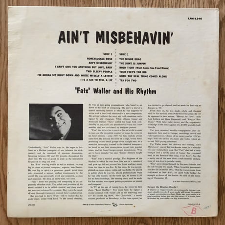 FATS WALLER - Ain't Misbehavin' (RCA VICTOR LPM-1246)