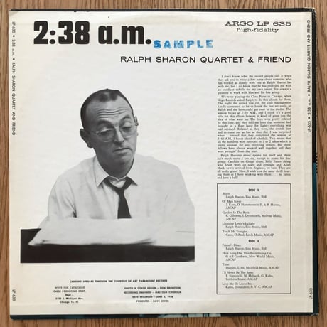 RALPH SHARON - 2:38 a.m. (ARGO LP635)