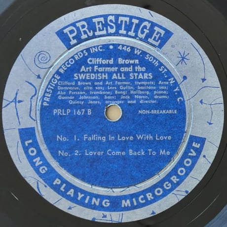 CLIFFORD BROWN - ART FARMER and Swedish All Stars (PRESTIGE PRLP167)
