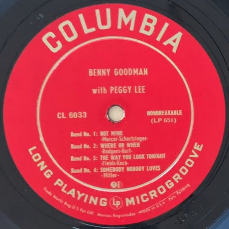 BENNY GOODMAN - PEGGY LEE - Benny Goodman with Peggy Lee (COLUMBIA CL6033)