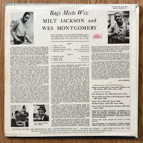 MILT JACKSON & WES MONTGOMERY - Bags Meets Wes! (RIVERSIDE RLP407)