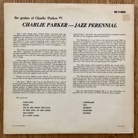 CHARLIE PARKER - Jazz Perennial (VERVE MGV-8009)