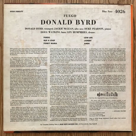 DONALD BYRD - Fuego (BLUE NOTE BLP4026) Mono