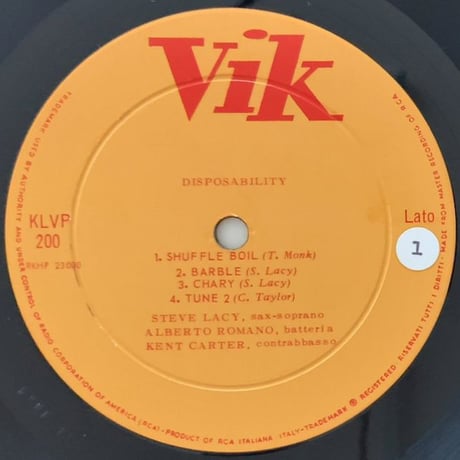 STEVE LACY - Disposability (VIK KVLP200)