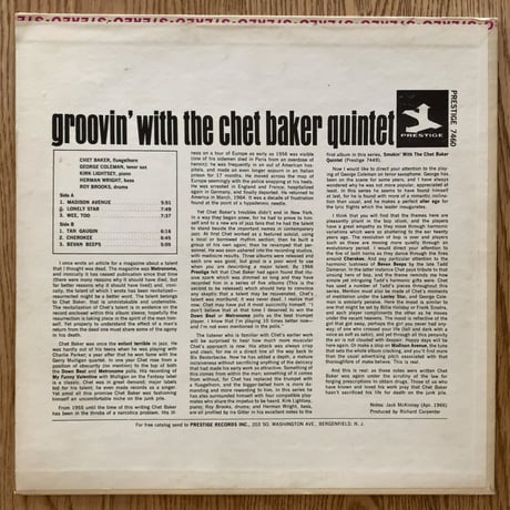 CHET BAKER - Groovin' (PRESTIGE PR7460) MONO