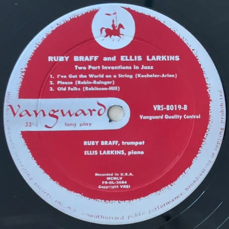 RUBY BRAFF & ELLIS LARKIN - 2 Part Inventions in Jazz (VANGUARD VRS8019)