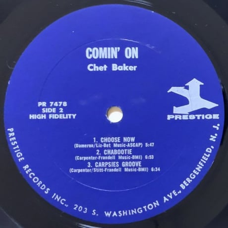 CHET BAKER - Comin' On (PRESTIGE PR7478)