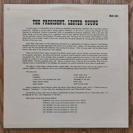 LESTER YOUNG - The President (NORGRAN MGN-1005)