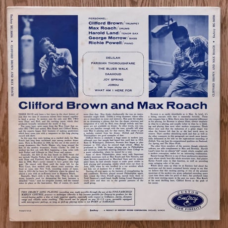CLIFFORD BROWN - and Max Roach (EMARCY MG36036)