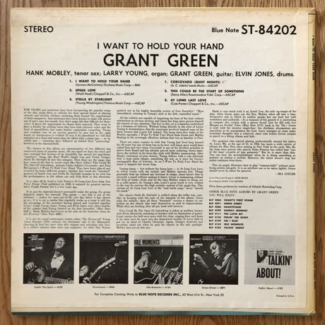 GRANT GREEN - I Want to Hold Your Hand (BLUE NOTE BST84202)