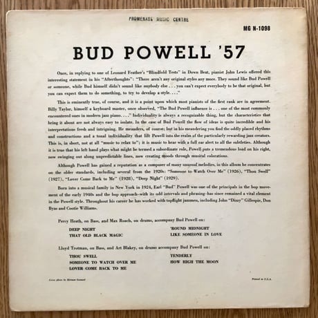 BUD POWELL - Bud Powell '57 (NORGRAN MGN-1098)