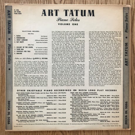 ART TATUM - Piano Solos Volume One (DECCA DL5086)