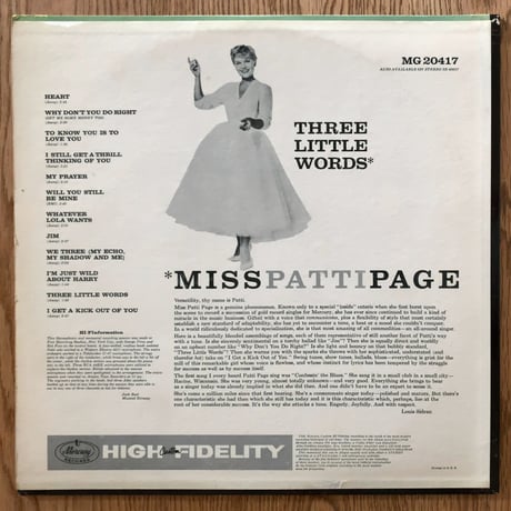 PATTI PAGE - Three Little Words (MERCURY MG20417)