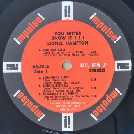 LIONEL HAMPTON - You Better Know It!!! (impulse! AS-78)