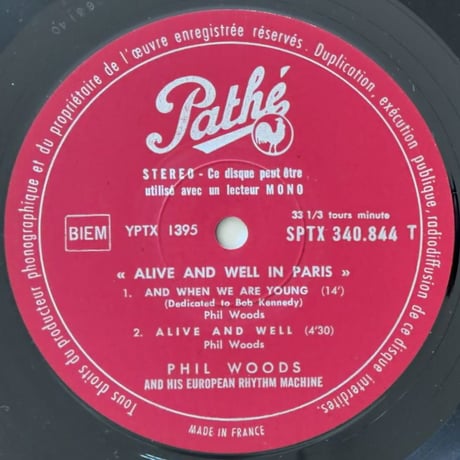 PHIL WOODS - Alive And Well In Paris (PATHE EMI SPTX340844)