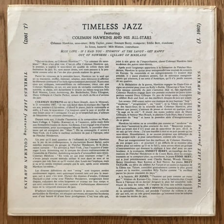COLEMAN HAWKINS - Timeless Jazz (JAZZTONE J-1002)