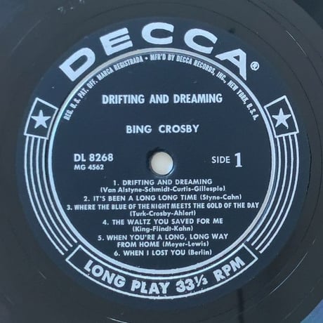 BING CROSBY - Drifting and Dreaming (DECCA DL8268)