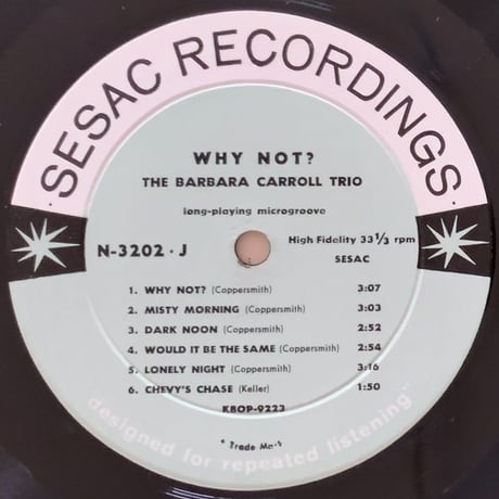 BARBARA CARROLL - Why Not ? (SESAC N3201/02)