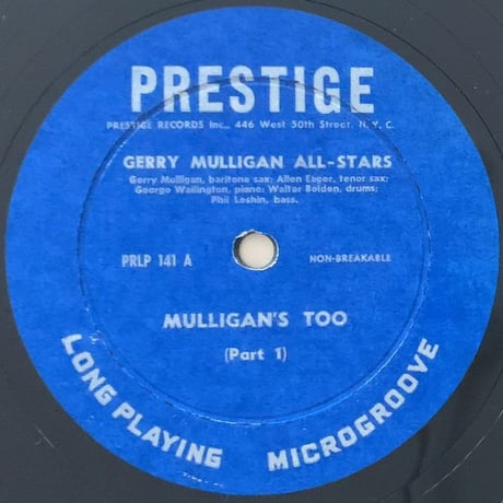 GERRY MULLIGAN - Gerry Mulligan All Stars (PRESTIGE PRLP141)