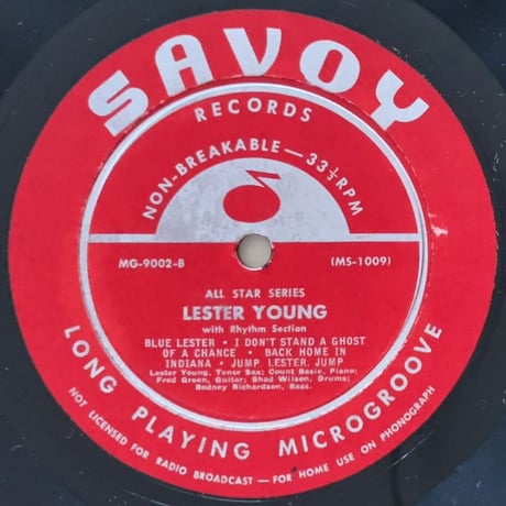 LESTER YOUNG - Tenor Sax Solos (SAVOY MG9002)