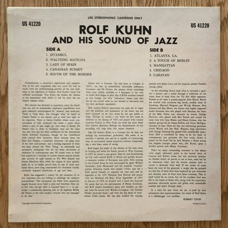 ROLF KUHN - and His Sound of Jazz (URANIA US-41