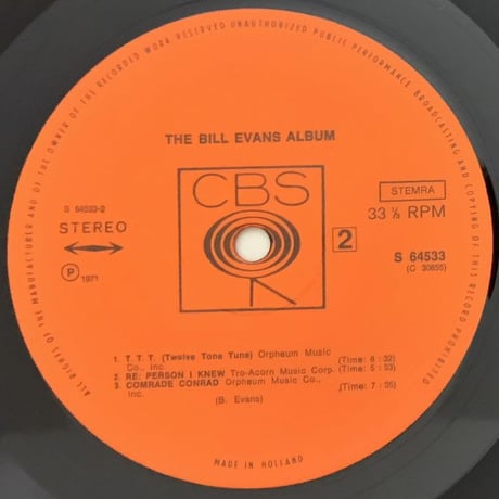 BILL EVANS - The Bill Evans Album (CBS S64533) Holland