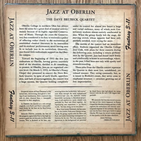 DAVE BRUBECK - Jazz At Oberlin (FANTASY 3-11)