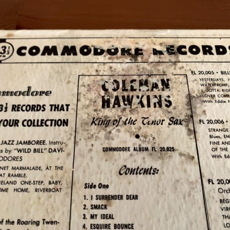 COLEMAN HAWKINS - King of The Tenor Sax (COMMODORE FL20,025)