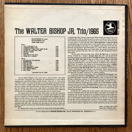 WALTER BISHOP JR. - The Walter Bishop Jr. Trio / 1965 (PRESTIGE PRST7730)