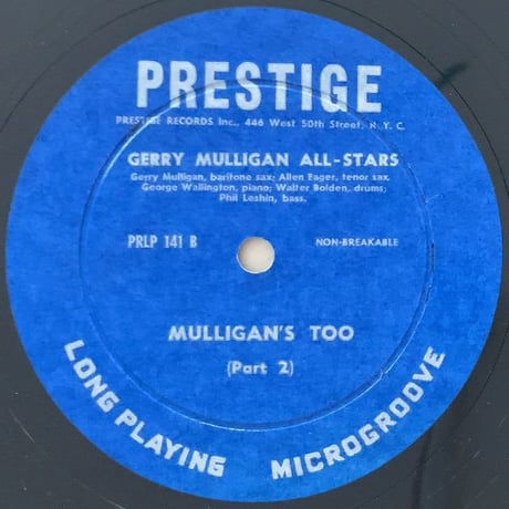 GERRY MULLIGAN - Gerry Mulligan All Stars (PRESTIGE PRLP141)