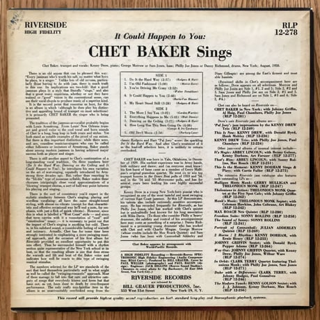 CHET BAKER - It Could Happen To You (RIVERSIDE RLP12-278)
