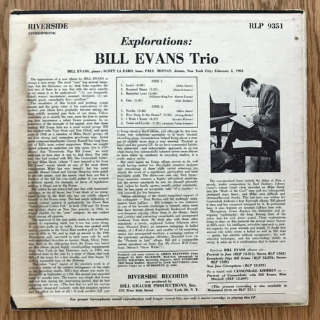 BILL EVANS - Explorations (RIVERSIDE RLP9351)