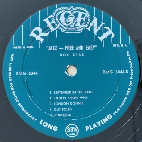 DON BYAS - Jazz… Free and Easy (REGENT RMG6044)