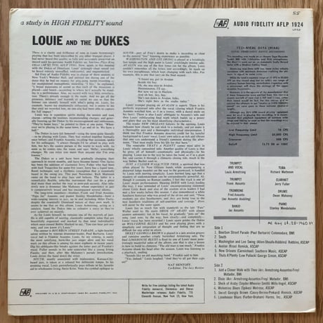 LOUIS ARMSTRONG - Louis and The Dukes of Dixieland (AUDIO FIDELITY AFLP1924)