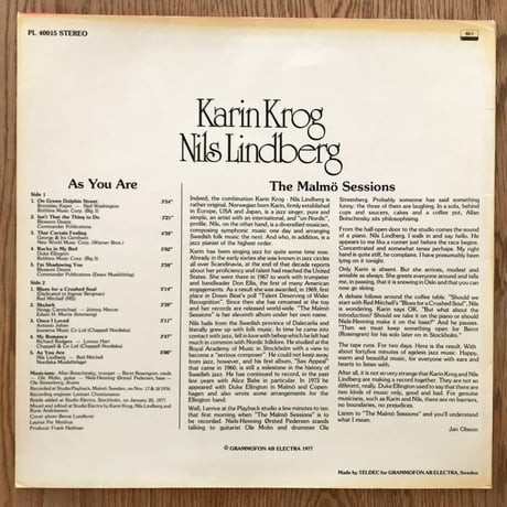 KARIN KROG & NILS LINDBERG - As You Are (RCA PL40015)