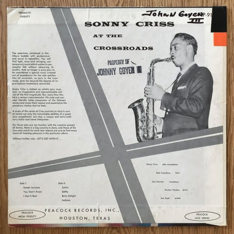 SONNY CRISS - at The Crossroads (PEACOCK PLP91)